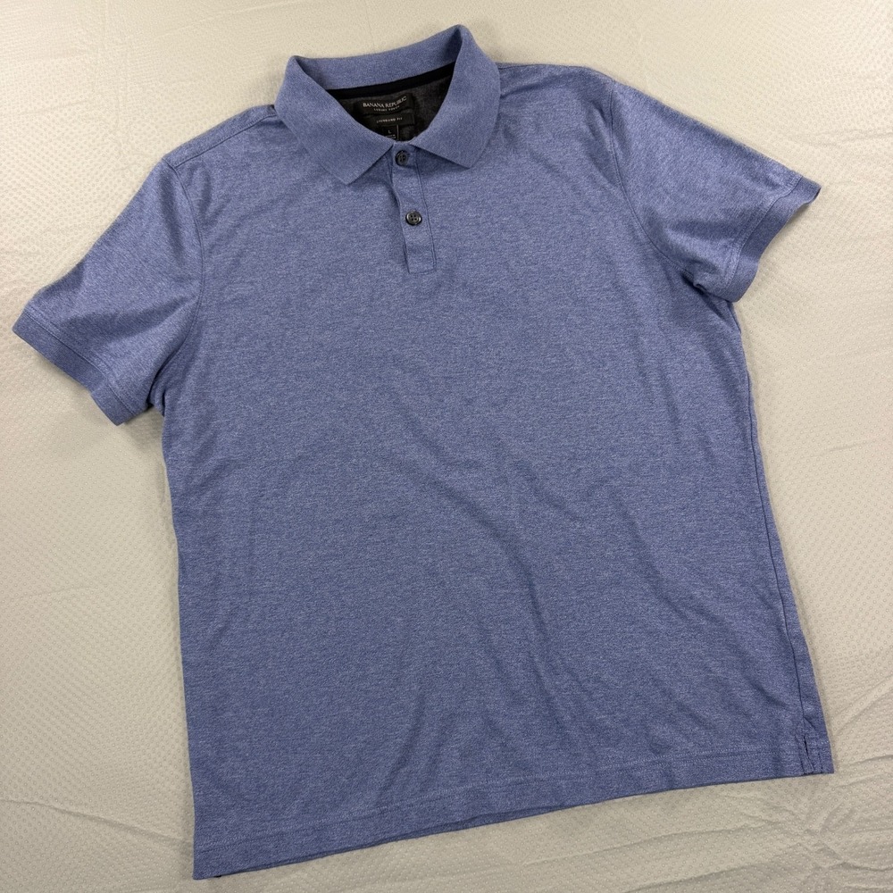 Banana Republic Luxury Polo Shirt Mens Large Blue Short Sleeve Standard Fit